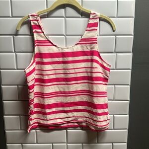 Lush | Hot Pink & White Striped Sleeveless Cropped Blouse | Size Small